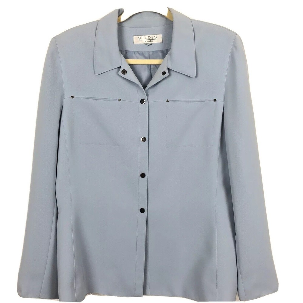 Tahari Studio womens jacket Blazer Light Blue WORK OFFICE CAREER